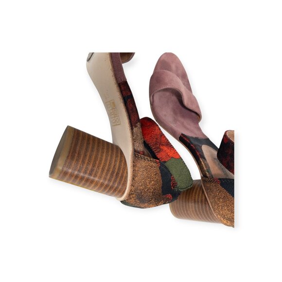 Jeffrey Campbell Embroidered Suede Strappy Sandal Wood Block Heel SZ 6.5 Purdy - Picture 5 of 10